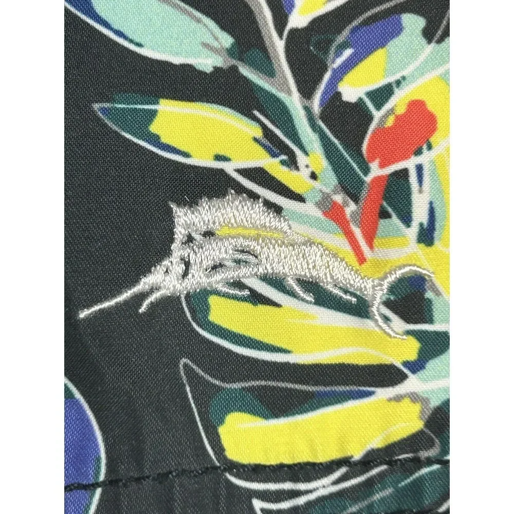 Tommy Bahama Mens XL Relaxed Board Shorts Black‎ Tropical Swim Trunks Inseam 9